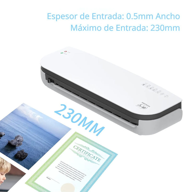 Plastificadora A4 Térmica y en Frío con Doble Modo 120V. Laminadora de Documentos para Oficina y Hogar.