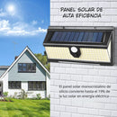 Lámpara Solar LED Exterior con Sensor de Movimiento. Luz foco solar para Jardín con 3 modos de luz. Cobertura de hasta 35m².