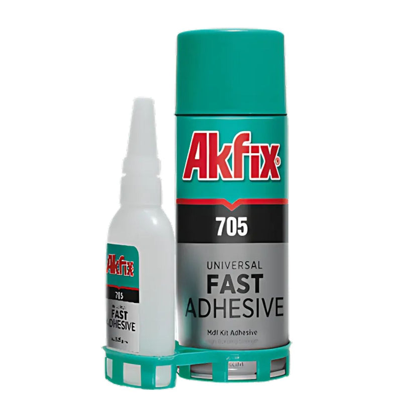 Adhesivo Rápido multiusos. Pegamento universal (Set Spray y Líquido). Ideal para Plástico, Metal, Vidrio y Caucho.