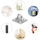 Base de Anclaje M8 Cuadrada en Acero Inoxidable. Soporte para Hamacas, Sillas Colgantes y Sacos de Boxeo. (Unidad)