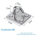 Base de Anclaje M8 Cuadrada en Acero Inoxidable. Soporte para Hamacas, Sillas Colgantes y Sacos de Boxeo. (Unidad)