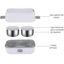 Lonchera Eléctrica Portátil con Doble Recipiente. Calentador de Alimentos a Vapor 110V. Lunch Box de 2 Compartimentos.