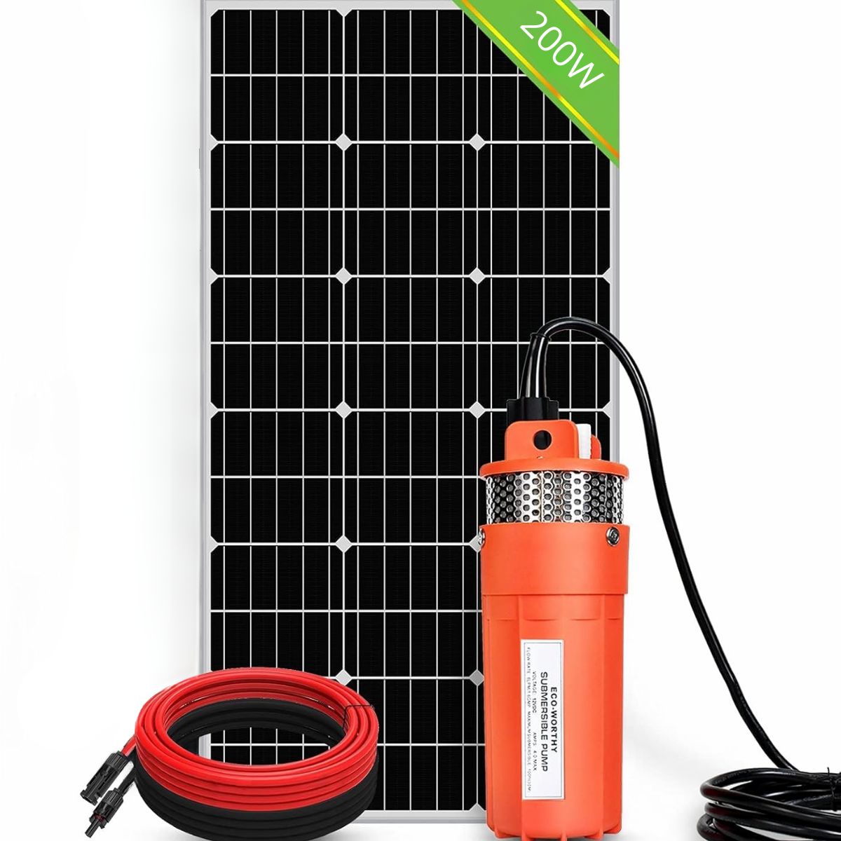Bomba de agua sumergible de carga solar de 200W/12V, Set de 4 piezas