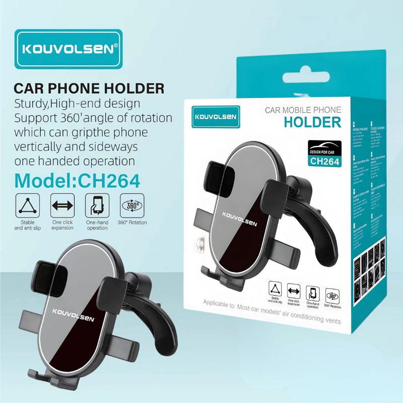 Soporte De Celular Para Auto En Salida De Aire. Porta Teléfono Ajustable Con Rotación 360° Y Operación Con Una Mano.