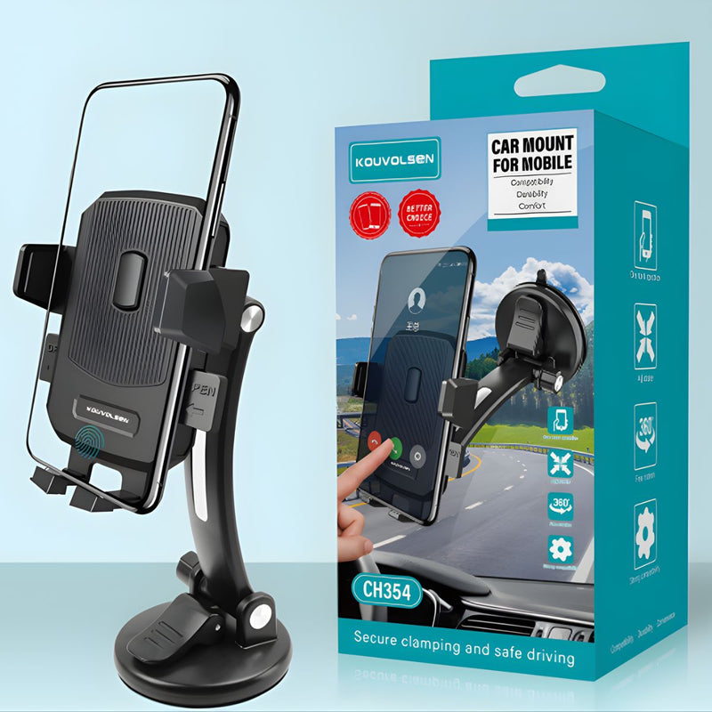 Soporte de celular para auto con ventosa. Porta teléfono con Base Giratoria 360° Y Sujeción Antideslizante Para Tablero O Parabrisas.