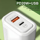 Cargador de Pared 20W con Carga Rápida PD 3.0 y QC 3.0. Cubo Adaptador de corriente con puerto USB-C y USB.