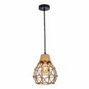 Lámpara Colgante Negra de Hierro con Pantalla de Rattan 1XE27 185x1000mm 110-240V Estilo Rústico Americano Minimalista Diseño Moderno e Industrial. Lámpara Colgante Rústica de Rattan