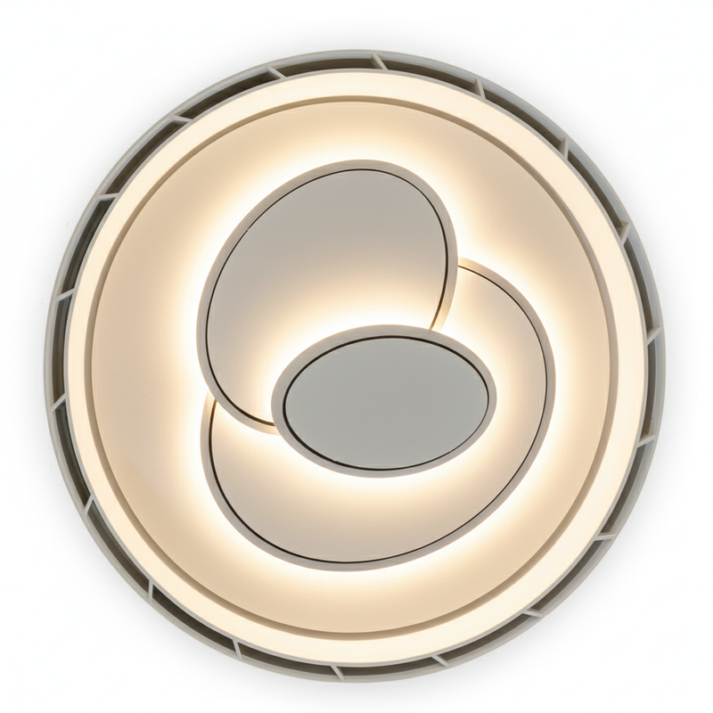 Abanico sin aspas Lampara LED ovalos superpuestos dimeable 3000-6500K Control por voz Ventilador invisible 19"(48cm) 55w