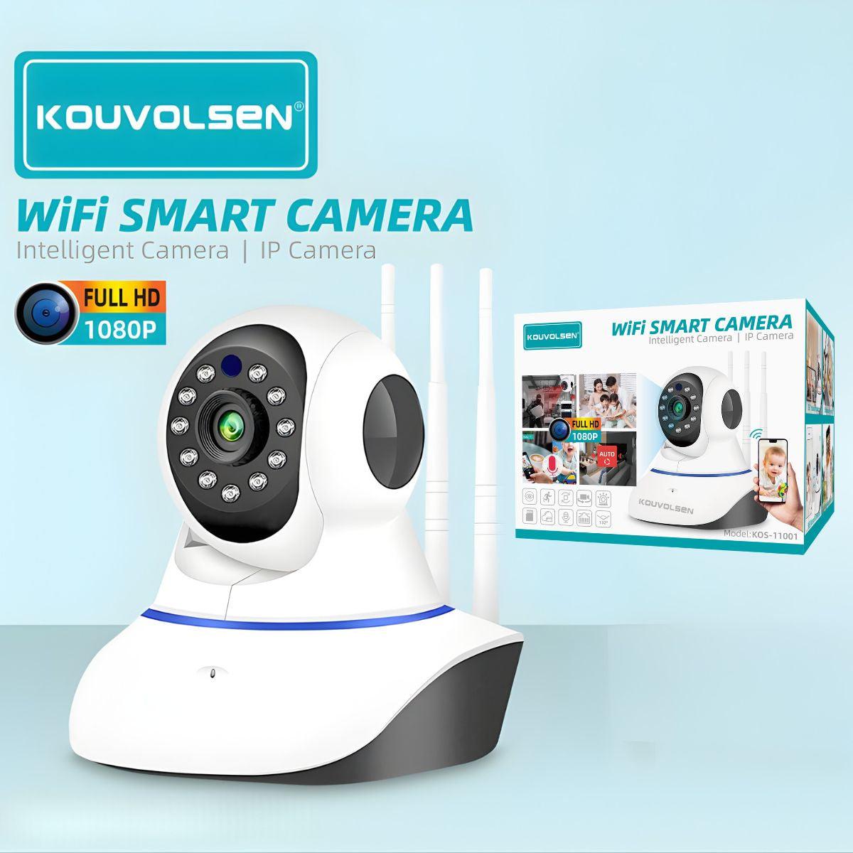 Cámara de Seguridad WiFi 1080P Full HD con Visión Nocturna, Audio Bidireccional y Detección de Movimiento 110V. Control desde App YOOSEE