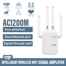 Amplificador de Señal WiFi AC1200 Doble Banda 2.4GHz y 5GHz. Repetidor Inalámbrico con 4 Antenas de Alta Ganancia. Extensor de Cobertura.