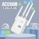Amplificador de Señal WiFi AC1200 Doble Banda 2.4GHz y 5GHz. Repetidor Inalámbrico con 4 Antenas de Alta Ganancia. Extensor de Cobertura.