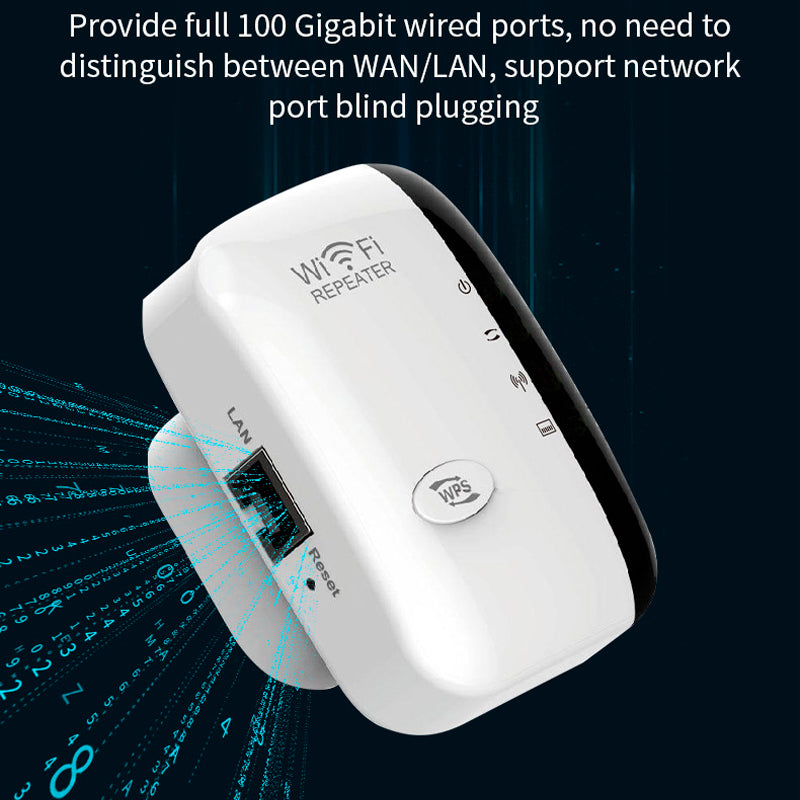Repetidor WiFi Inalámbrico 300Mbps 2.4GHz. Amplificador de Señal Wireless-N con Botón WPS. Extensor de Cobertura 110V.