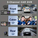 Dash Cam Cámara Para Autos 1080P FHD. Grabación Frontal, Cabina Y Trasera Con G-Sensor. Dashcam Con Asistencia De Estacionamiento Y Visión Amplia 170°.