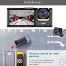 Dash Cam Cámara Para Autos 1080P FHD. Grabación Frontal, Cabina Y Trasera Con G-Sensor. Dashcam Con Asistencia De Estacionamiento Y Visión Amplia 170°.