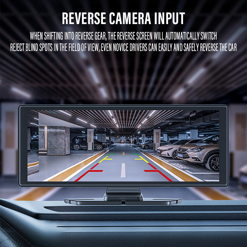 Pantalla Para Auto 9.25” Con Apple CarPlay Y Android Auto. Dash Cam 4K Dual Con WiFi Y Cámara Trasera. Grabación UHD Con Pantalla Táctil.
