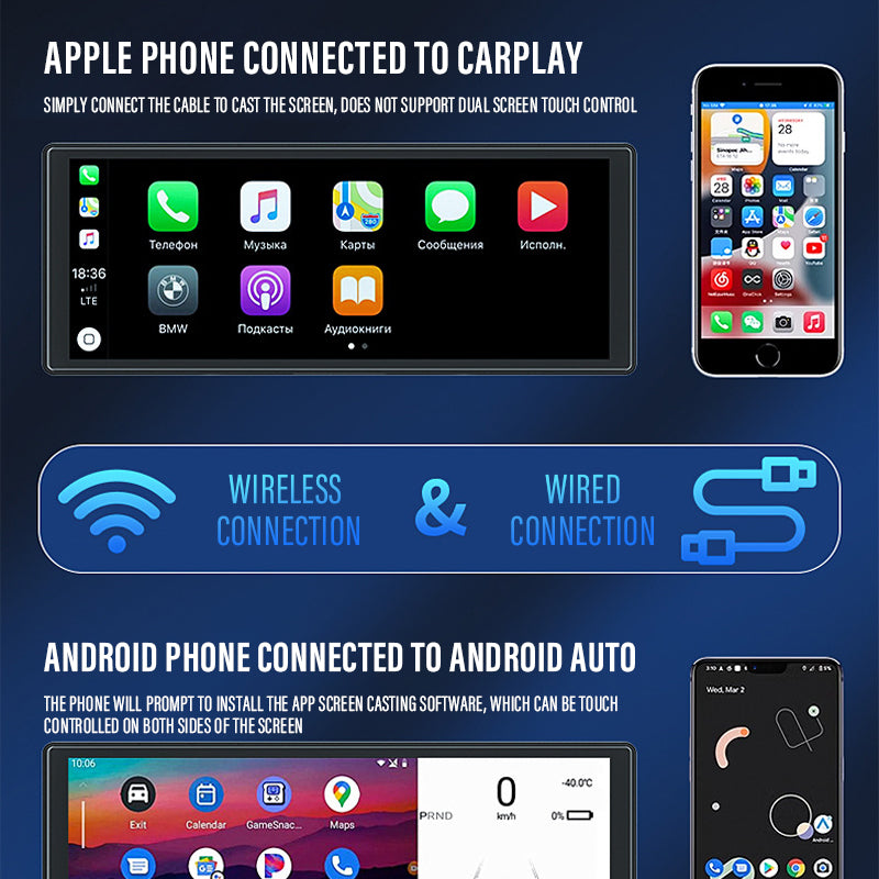 Pantalla Para Auto 9.25” Con Apple CarPlay Y Android Auto. Dash Cam 4K Dual Con WiFi Y Cámara Trasera. Grabación UHD Con Pantalla Táctil.