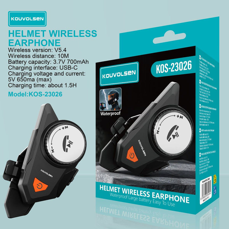 Audífono Bluetooth V5.4 para Casco de Moto. Auriculares Inalámbrico con Micrófono. Resistentes al agua.