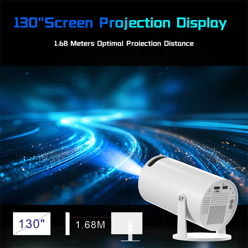 Proyector 4K Inteligente con Android 11, WiFi 6 Dual Band, Bluetooth 5.0 y Rotación Ajustable hasta 130”. Proyector multimedia.