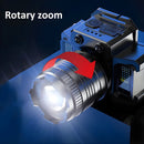 Linterna Frontal LED de Alta Potencia 20W. Recargable por USB. Zoom Ajustable y Sensor de Movimiento. Luz COB con Iluminación Amplia.