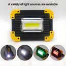 Reflector LED Portátil. Lampara de Trabajo 20W COB IPX4. Luz Recargable con Soporte Giratorio 180°. Función Power Bank USB.