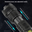 Linterna LED Recargable de Alta Potencia 10W. Luz Blanca con Zoom Ajustable. Alcance Hasta 200 Metros. Resistente al Agua.