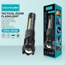 Linterna LED Recargable de Alta Potencia 10W. Luz Blanca con Zoom Ajustable. Alcance Hasta 200 Metros. Resistente al Agua.