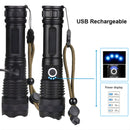 Linterna LED De Alta Potencia Con Zoom Telescópico. Luz Táctica De 10W Recargable USB-C. 4 Modos Con Función SOS.