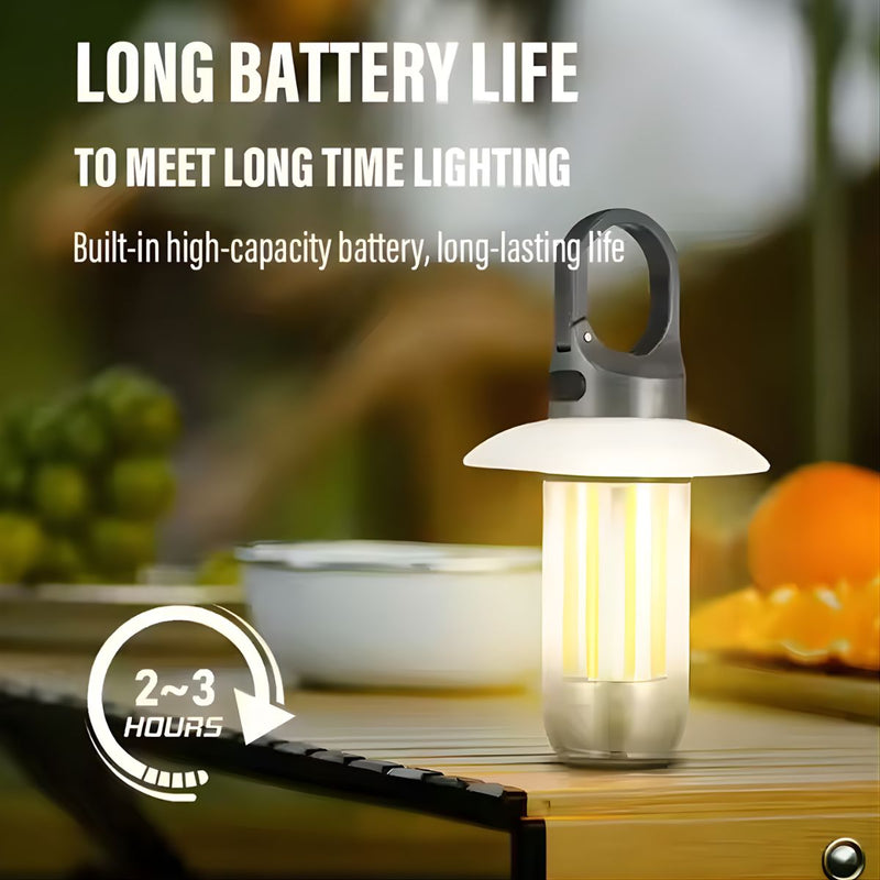 Lámpara LED Portátil 10W Recargable USB-C. Luz Cálida Exterior Con Gancho Para Colgar.