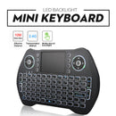 Teclado Inalámbrico Mini 2.4GHz con Touchpad Integrado y Retroiluminación LED. Compatible con Smart TV, Android, TV Box y PC.