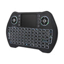 Teclado Inalámbrico Mini 2.4GHz con Touchpad Integrado y Retroiluminación LED. Compatible con Smart TV, Android, TV Box y PC.