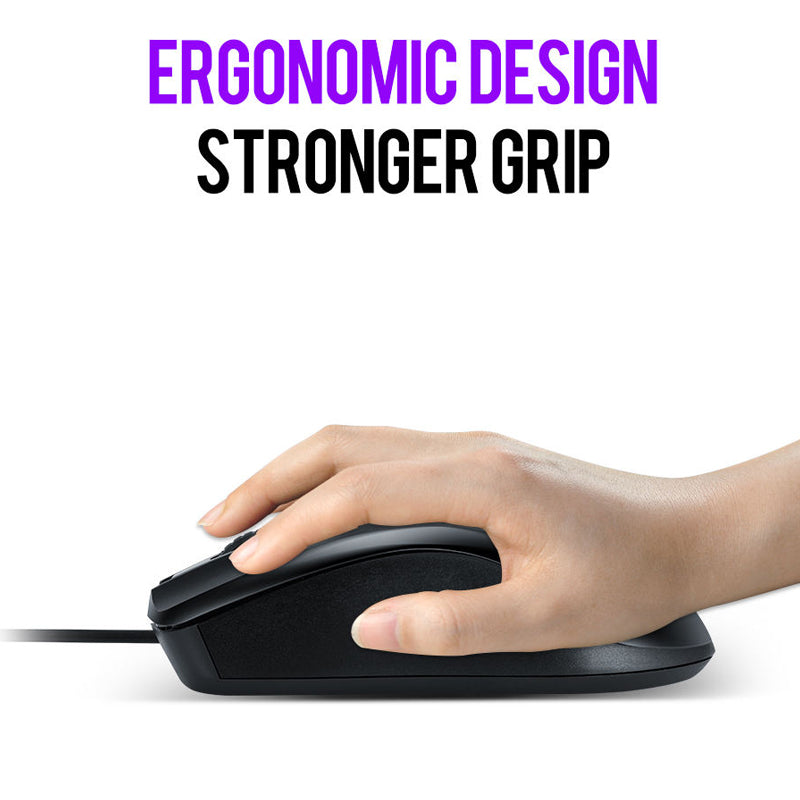 Mouse con Cable USB (1.2m). DPI Ajustable 800-1200-1600. Diseño Ergonómico de 4 Botones. Ideal para PC y Laptop.