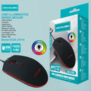 Mouse Gamer con Cable USB (1.5m). 1600 DPI Ajustable. Iluminación RGB LED. Diseño Ergonómico de 4 Botones. Plug and Play.