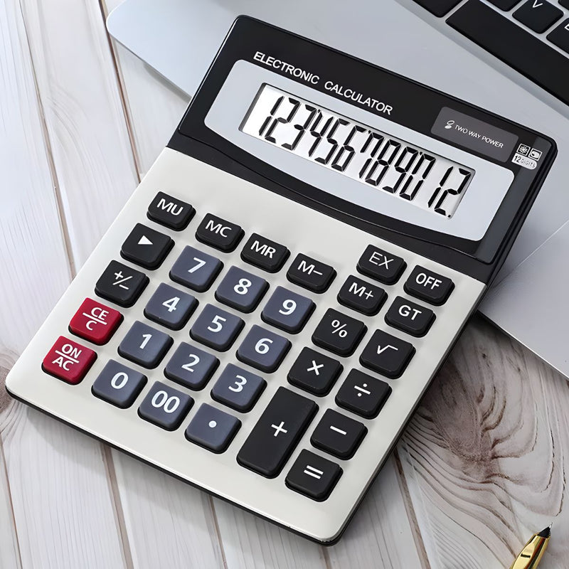 Calculadora Electrónica De Escritorio Con Pantalla De 12 Dígitos Y Teclas Grandes. Base Antideslizante.