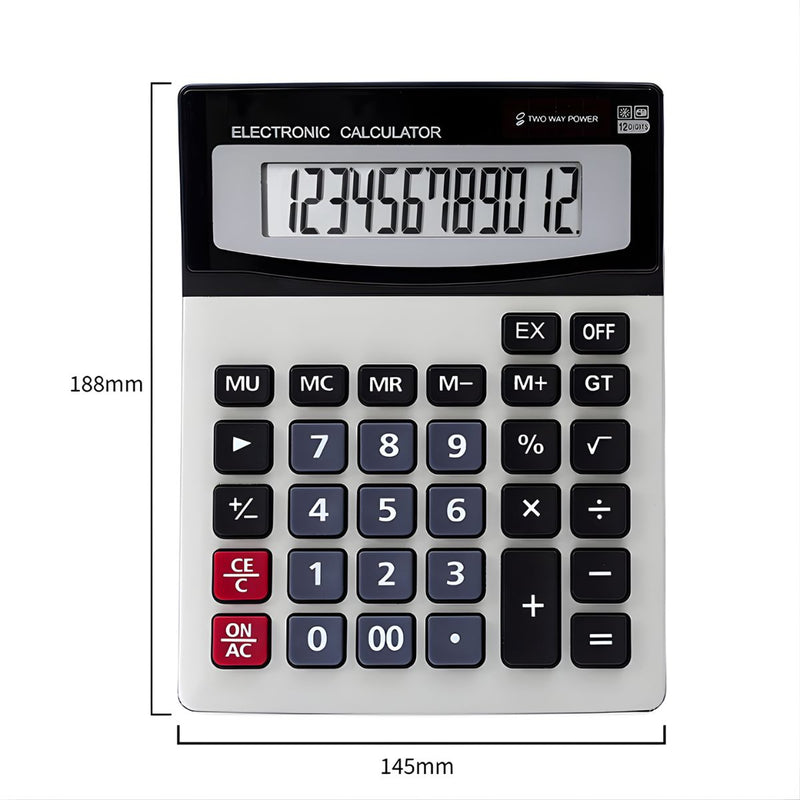 Calculadora Electrónica De Escritorio Con Pantalla De 12 Dígitos Y Teclas Grandes. Base Antideslizante.