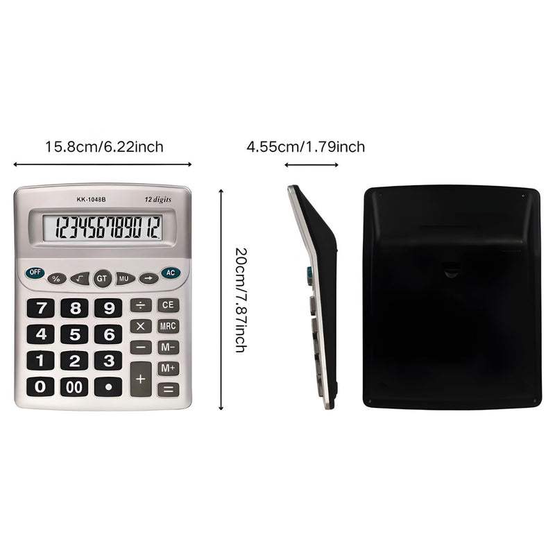 Calculadora Electrónica Con Pantalla De 12 Dígitos Y Teclas Grandes. Base Antideslizante.