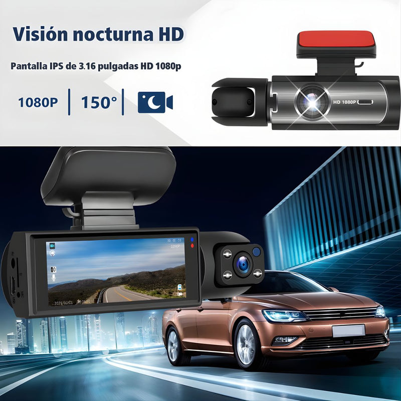 Dash Cam Cámara Doble para Autos 1080P con WiFi. Grabación Frontal y Trasera. Dashcam con Visión Nocturna HD para carros. WiFi + 32G
