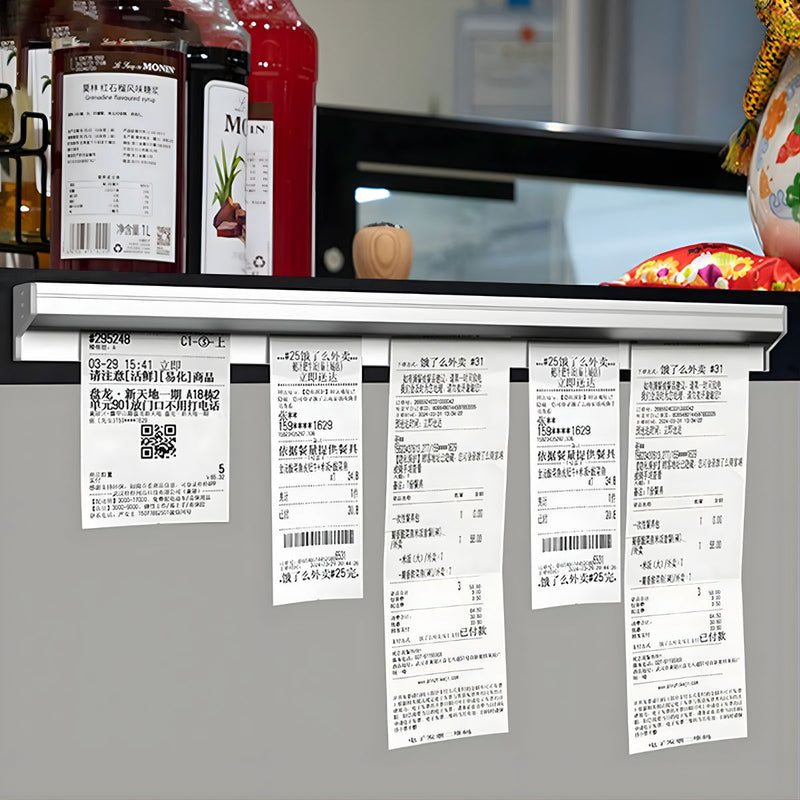 Barra Portacomandas Metálica de 60 cm para Cocina. Soporte para Tickets y Órdenes de Restaurante. Riel Organizador