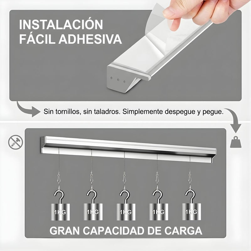 Barra Portacomandas Metálica de 60 cm para Cocina. Soporte para Tickets y Órdenes de Restaurante. Riel Organizador