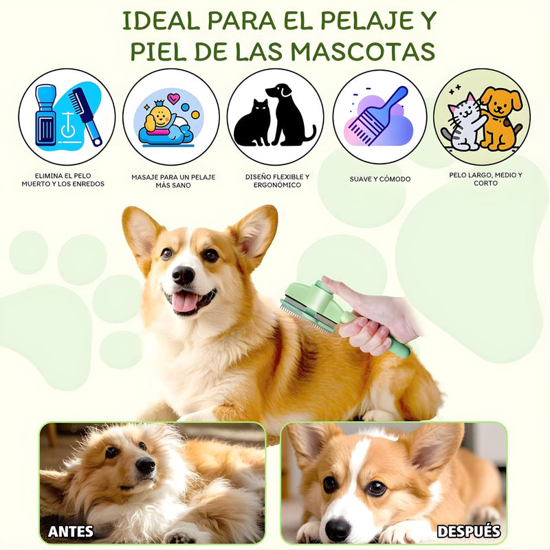 Cepillo Removedor de Pelo para Mascotas. Peine con Agujas Mejoradas para Perros y Gatos. Desenredante y Masajeador 20x8x2cm.