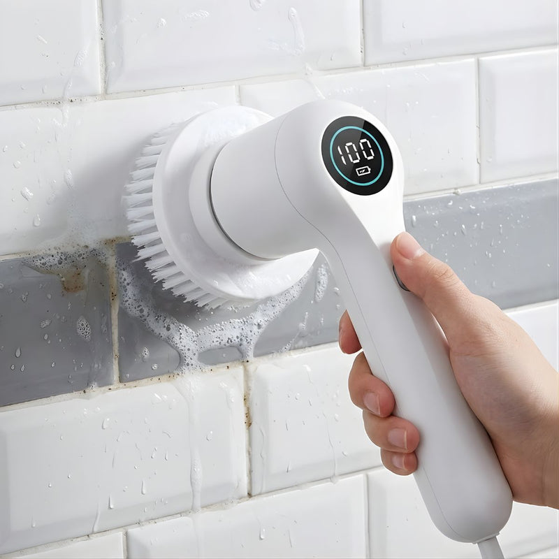 Cepillo Eléctrico de Limpieza con Pantalla Digital. Limpiador Eléctrico con 5 Cabezales Intercambiables. Resistencia al agua IPX7.