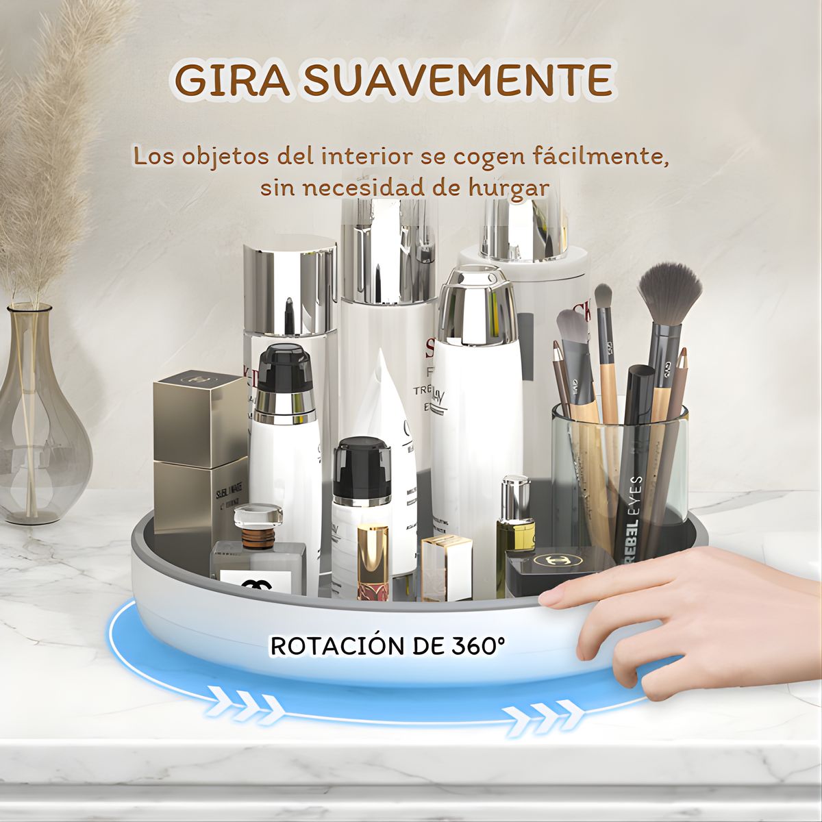 Organizador Giratorio de 30 cm para Cocina o Baño. Bandeja de 360° para Especias, Cosméticos y Almacenamiento.