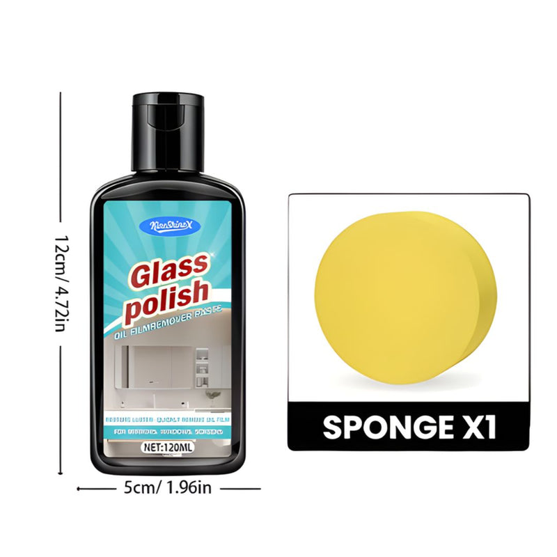 Limpiador De Vidrios para macha de agua calcificaciones y sarro Con Esponja Incluida (120ml). Removedor de Manchas para cristales. Restaurador de brillo.