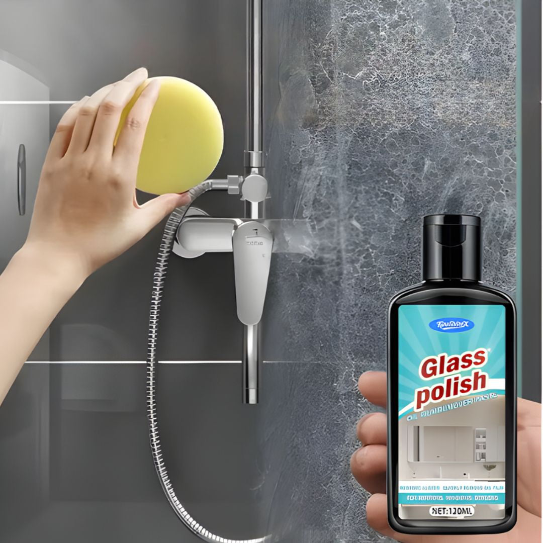Limpiador De Vidrios para macha de agua calcificaciones y sarro Con Esponja Incluida (120ml). Removedor de Manchas para cristales. Restaurador de brillo.