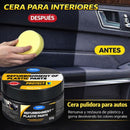 Cera Restauradora Para Plásticos Y Cuero De Auto Con Esponja. Renovador De Interior Automotriz Para Tablero, Puertas, Asientos Y Superficies De Cuero (70g).