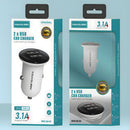 Cargador para Auto con 2 Puertos USB y Carga Rápida 3.1A. Adaptador de carro para múltiples dispositivos.