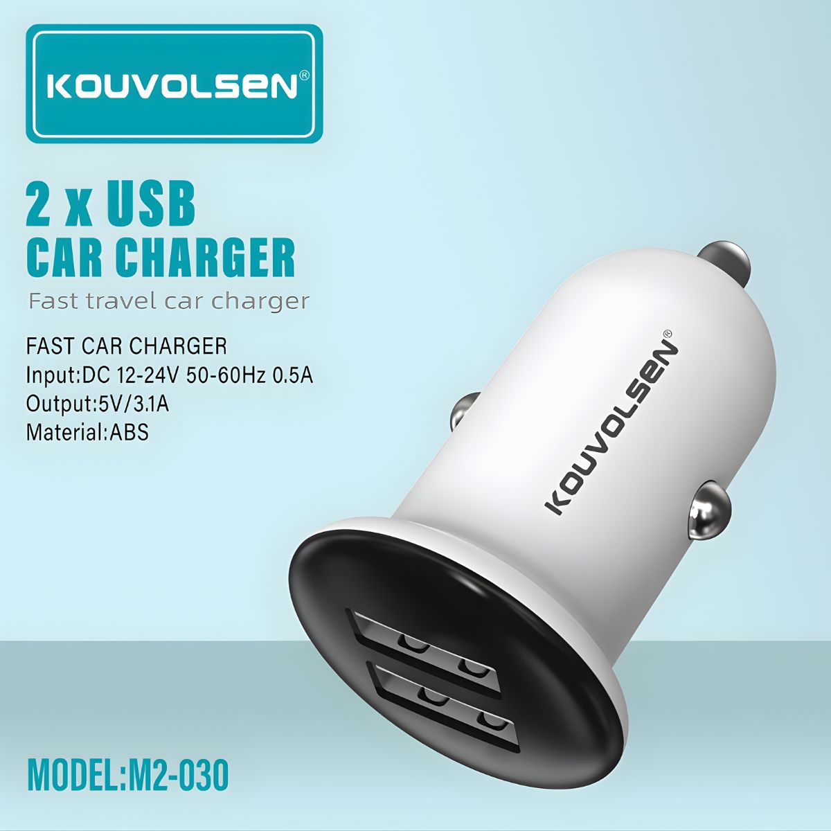 Cargador para Auto con 2 Puertos USB y Carga Rápida 3.1A. Adaptador de carro para múltiples dispositivos.