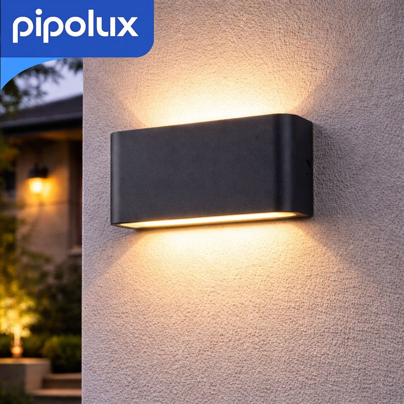Lámpara LED de Pared IP65 de 6W Luz Cálida. Lámpara Exterior 110V de Aluminio y Vidrio (115x90x28mm) Color Negro