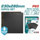 Lijas de agua Hoja P60 230x280mm Carburo de Silicio Impermeable Set 50 piezas. Ideal para lijadora.
