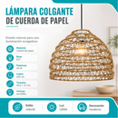 Lámpara Colgante Tejida en Fibra Vegetal 40.5x37cm. Pantalla Decorativa Estilo Boho E27 con Bombillo Incluido 40W 110V.