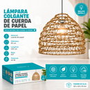 Lámpara Colgante Tejida en Fibra Vegetal 40.5x37cm. Pantalla Decorativa Estilo Boho E27 con Bombillo Incluido 40W 110V.
